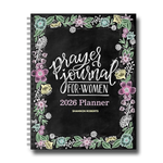 2026 Prayer Journal for Women planner with floral design on a black background