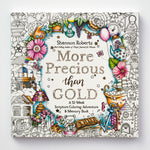 Colorful book cover of 'More Precious than Gold' by Shannon Roberts on a white background