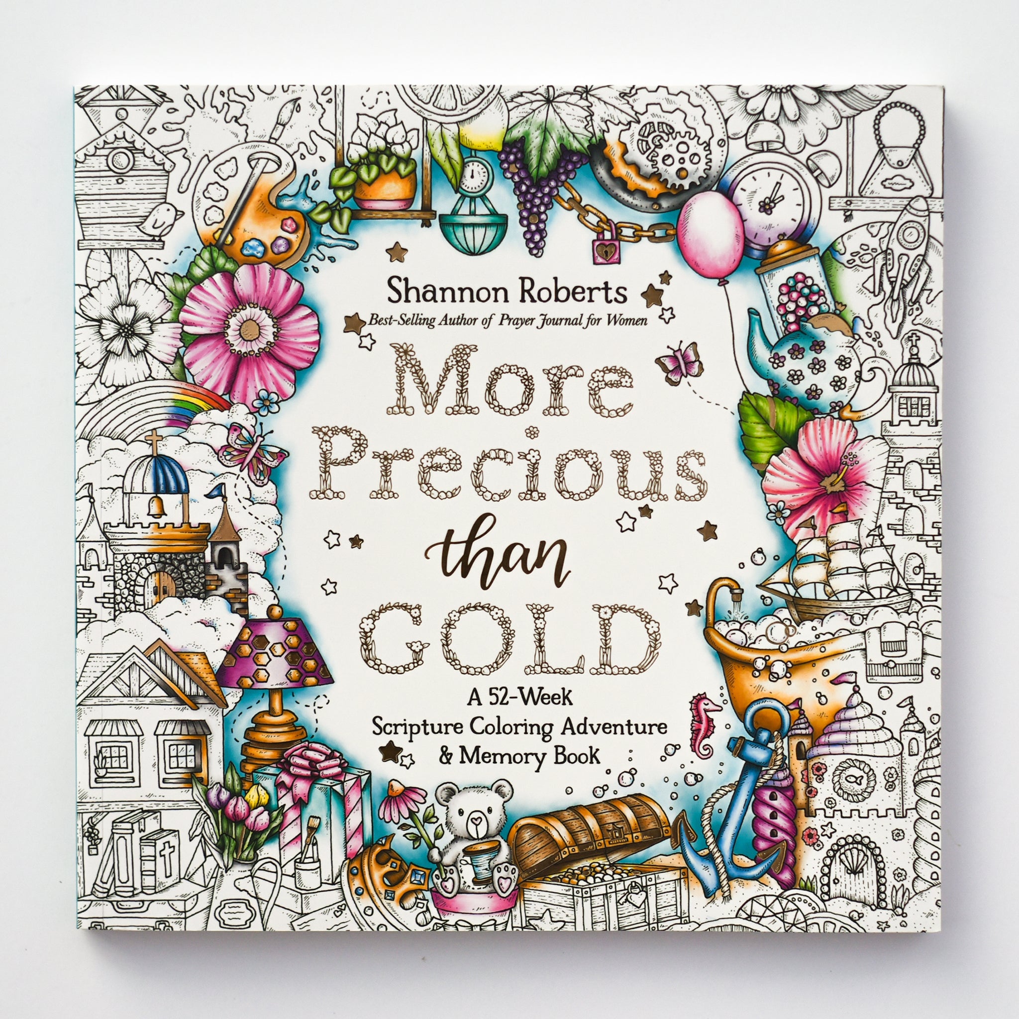 Colorful book cover of 'More Precious than Gold' by Shannon Roberts on a white background
