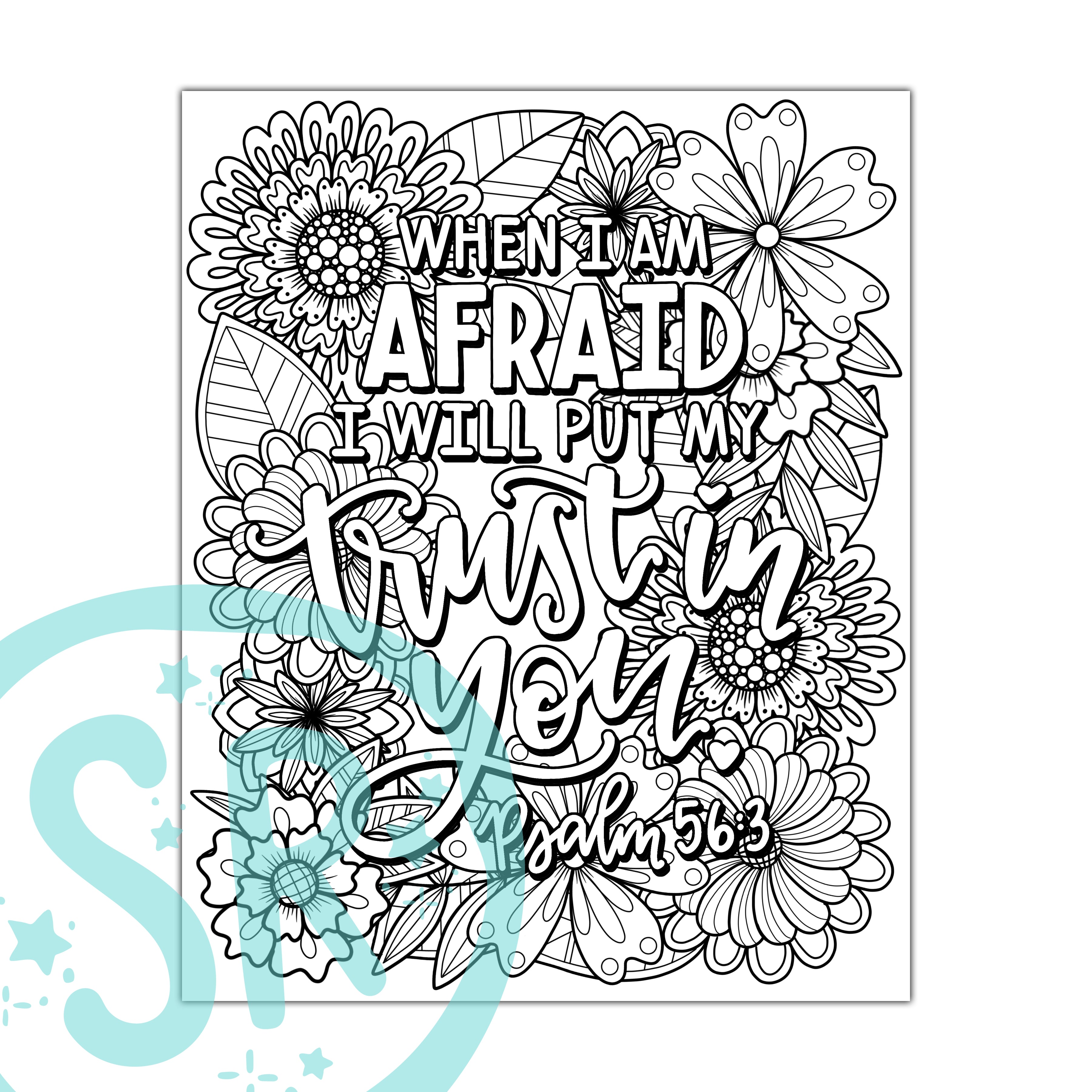 Psalm 56:3 Scripture Coloring Page